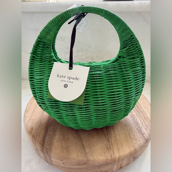kate spade Handbags - NWT Kate Spade x Target Green Wicker Crescent Woven Handbag